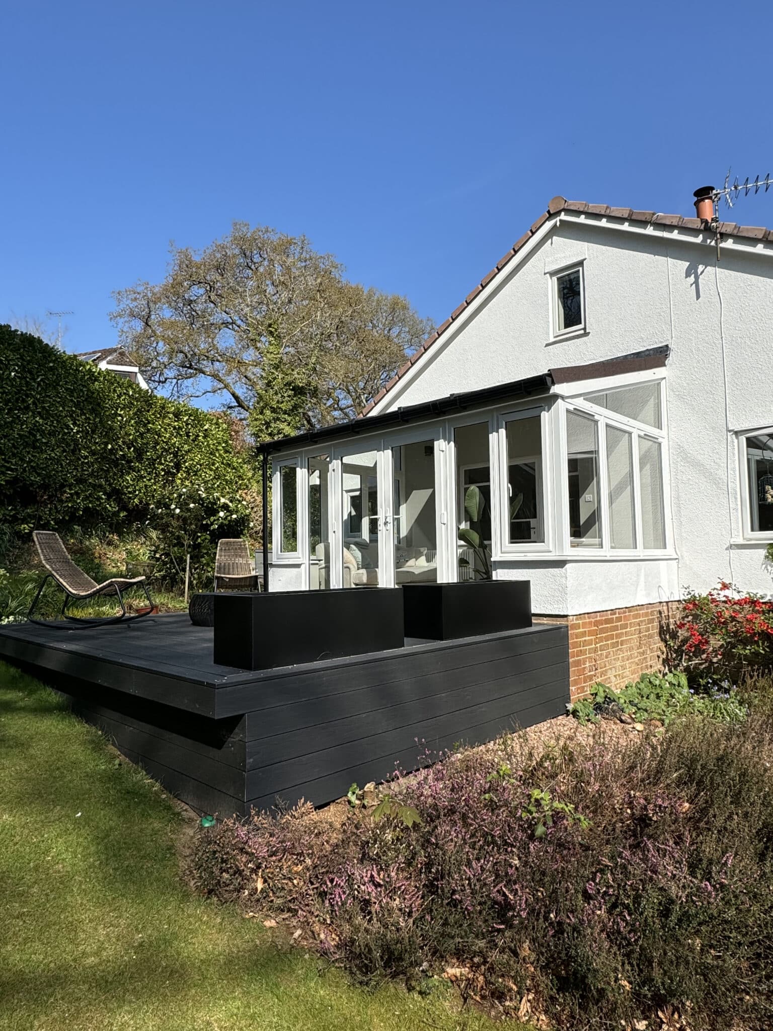 Read more about the article Conservatory Transformation with Tiled Roof, French Doors & Sky Vistas
